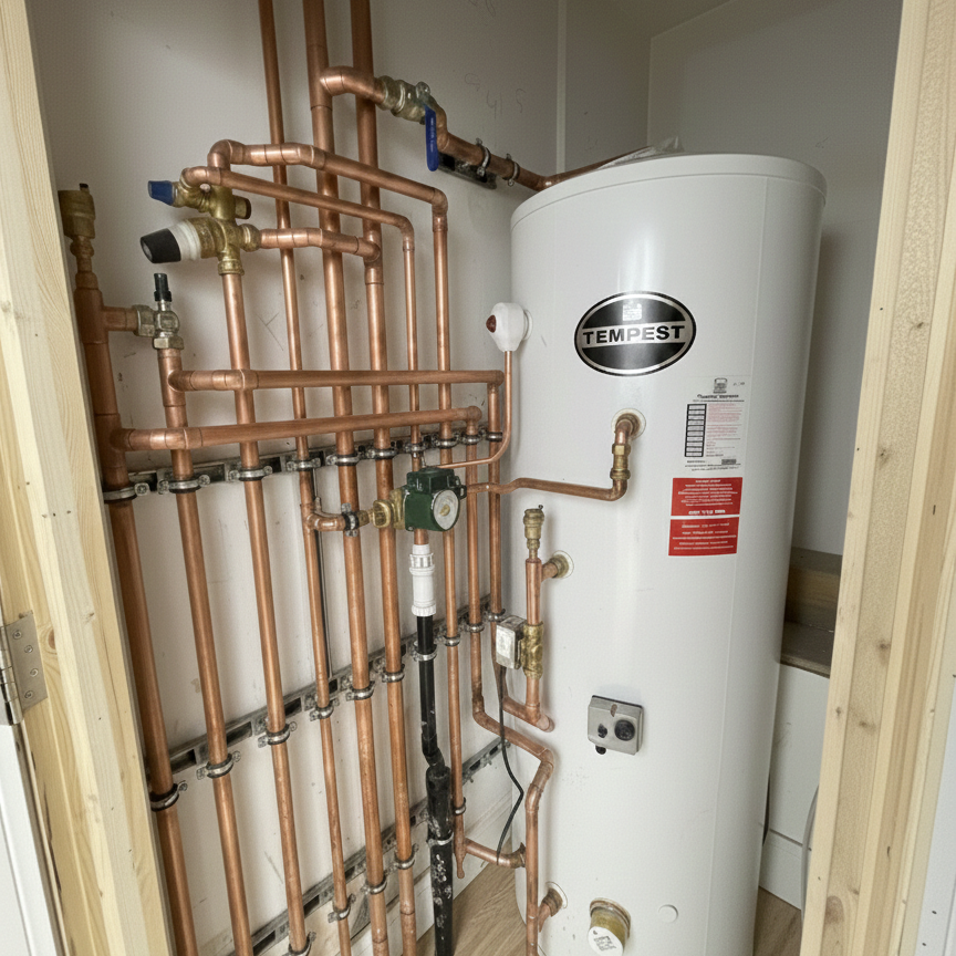 Cylinder & copper pipework